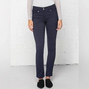 ANATOMIE SKYLER TRAVEL PANTS slim stretch black pinstripe sz S NEIMAN MARCUS
